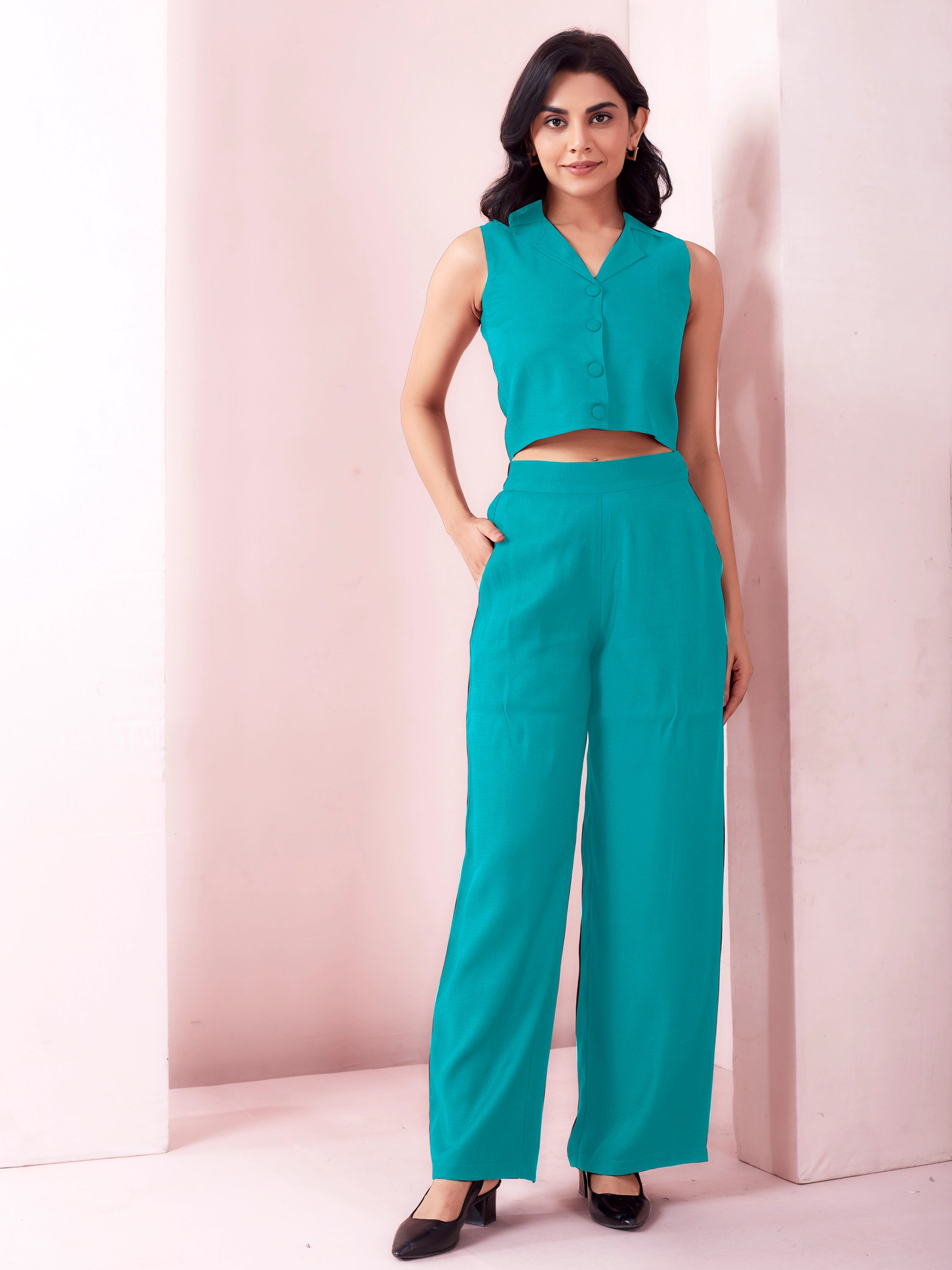 Teal Blue Casual Wear Co-ord Set