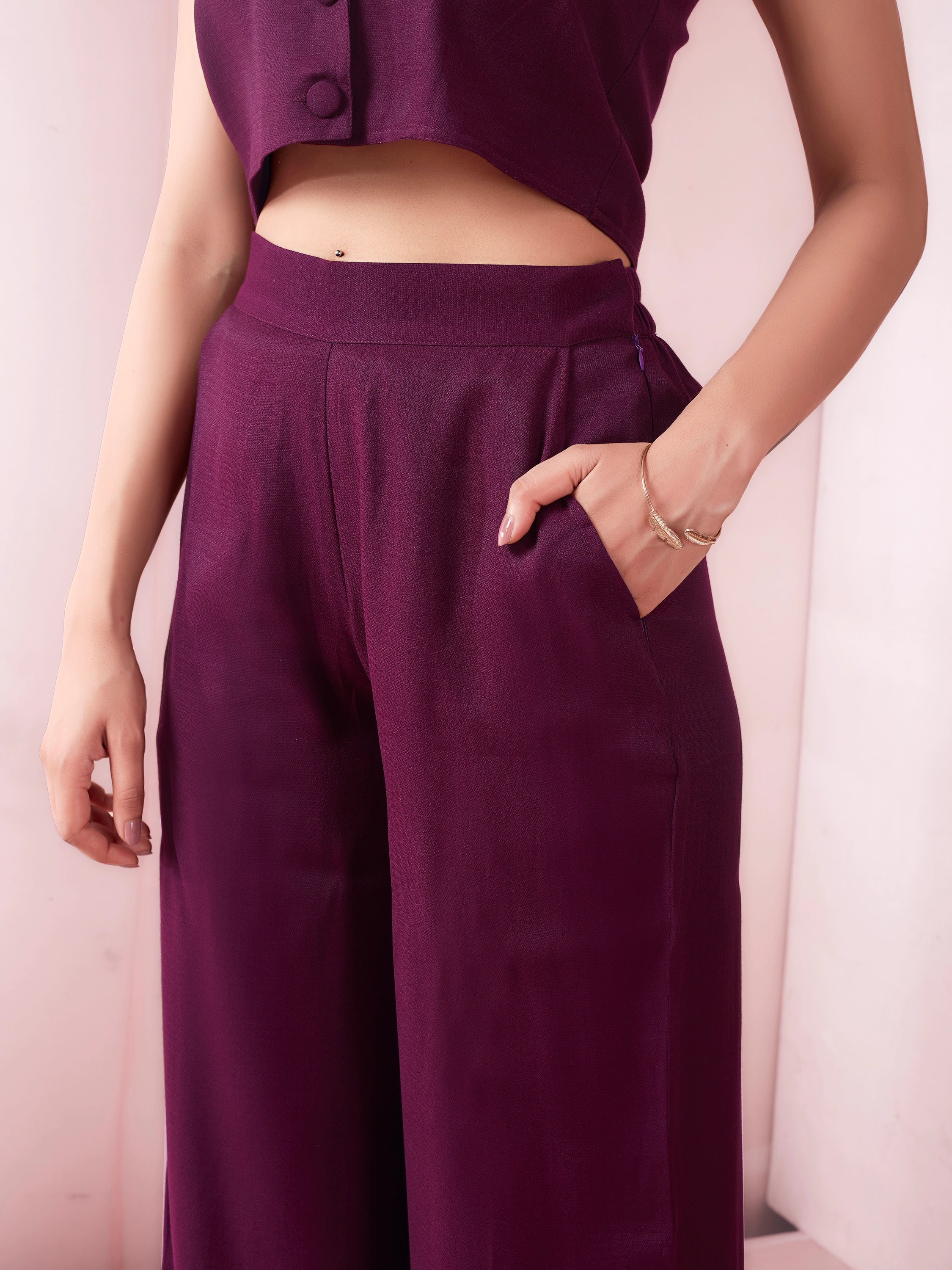 Formal Wide Leg Trouser - Berry Wine