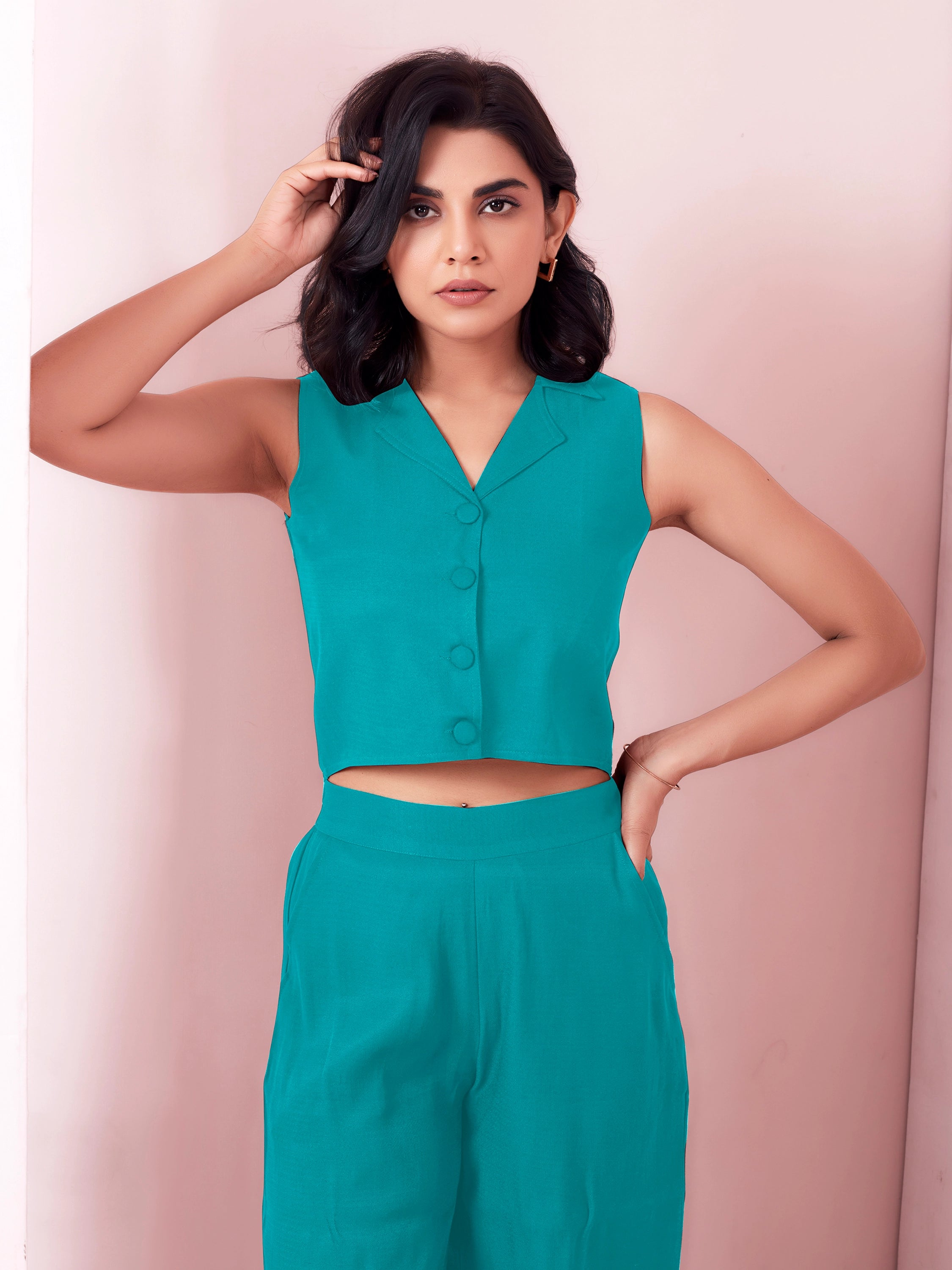 Teal Blue Casual Wear Co-ord Set