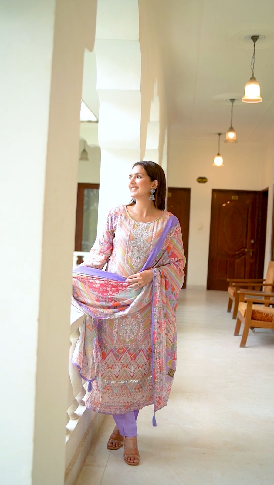 Pure Muslin Kurta Set With Heavy Embroidery