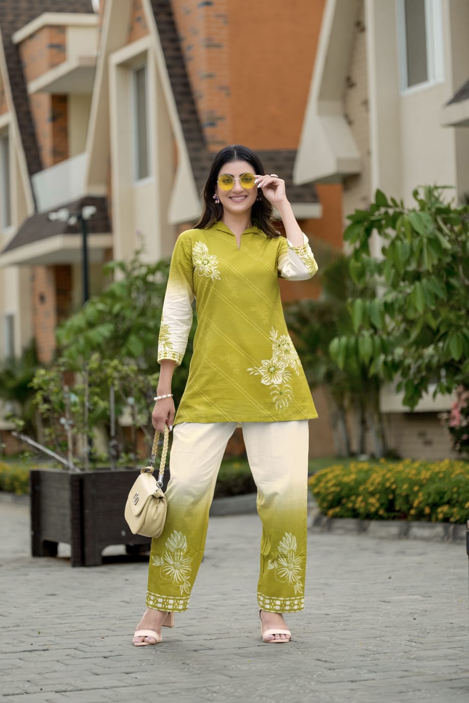 Cotton Green Ombre Printed Co-ord Set